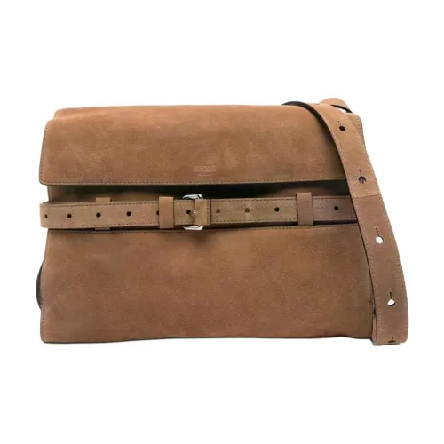 MOSCHINO Сумка через плечо из телячьей замши мужская цвет умбра