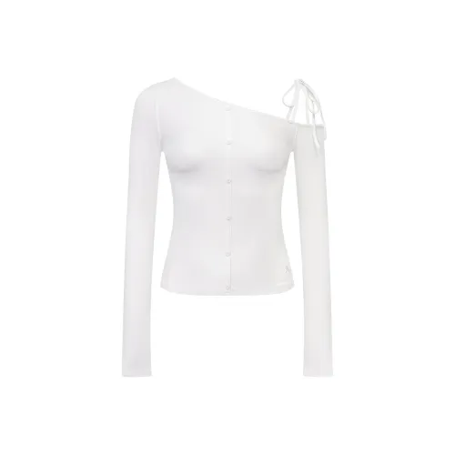 Ariseism Стандартный Асимметричный Длинный рукав Один плечевой Топ На бретелях Рубашка Для женщин Осенний Облегающий крой Топ Для женщин