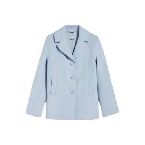 'S MAX MARA Moon Collection Один Breasted Шерсть PEA Пальто Куртки Пальто Женские Синий