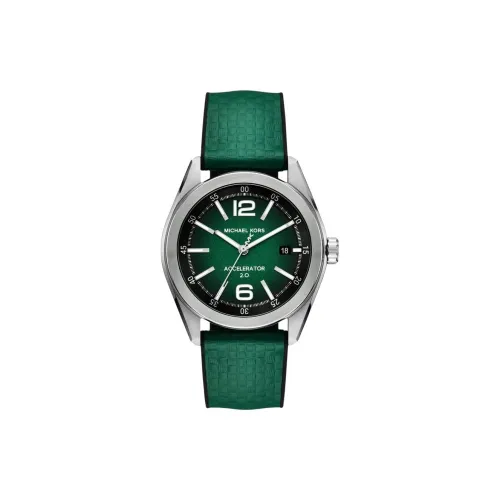 MICHAEL KORS Наручные часы Кварцевый механизм Силиконовый ремешок 42 мм Зеленый циферблат Мужские часы