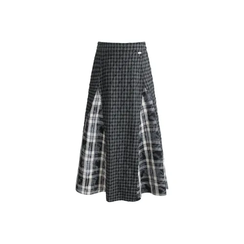 UNIFREE Повседневная длинная юбка женская черная в клетку