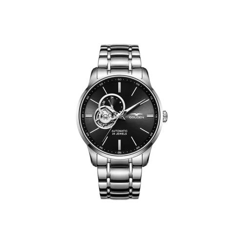 GOLGEN Smart Collection Механический механизм ремешок из нержавеющей стали черный циферблат мужские часы