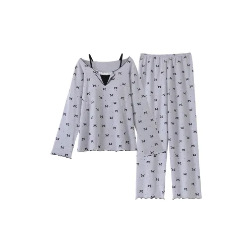 Qian Rise Точка Бант Женские Пижамные Комплекты