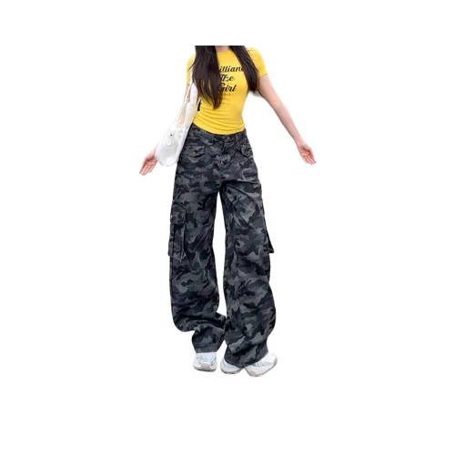 OURUOKE Темно-серые женские карго-брюки