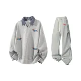 Топ и штаны цвета фотиния серый