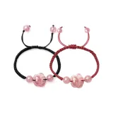 Браслет-шнурок [Розовый, Кошачья лапа, Черный шнур + Красная нить]