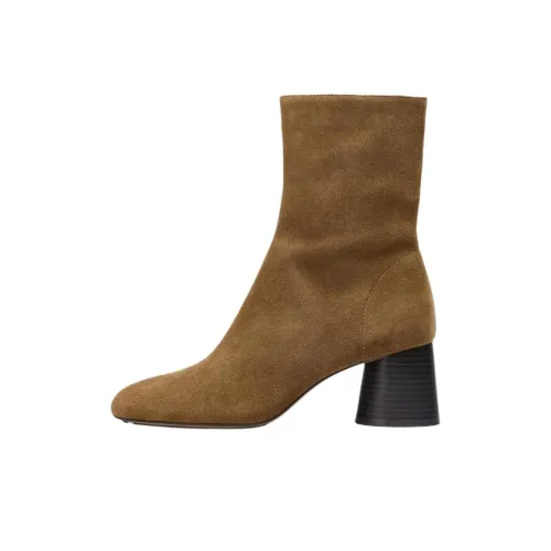 ZARA Ботильоны 6 см Женские Песочно-коричневые