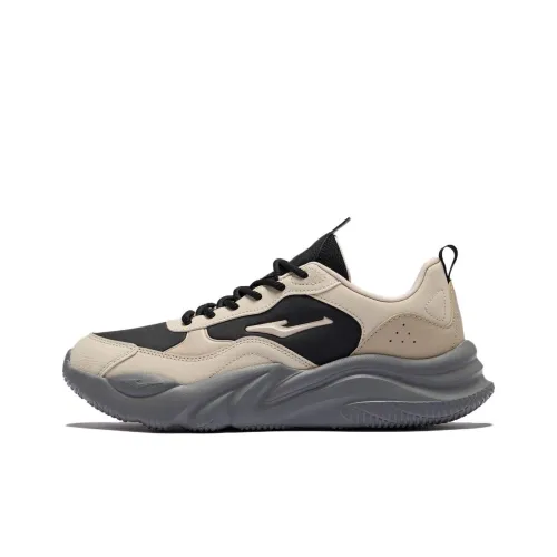 Erke Star Spin Беговые кроссовки Низкий топ Глубокий черный Пемзовый серый Светлый лен Мужской