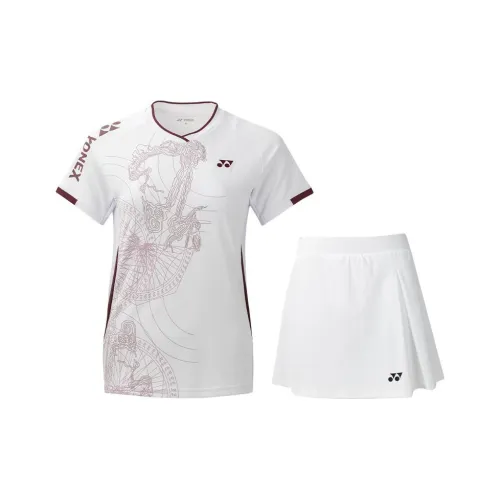 YONEX Комплекты (Белый топ + Белый низ) Женские Повседневные костюмы