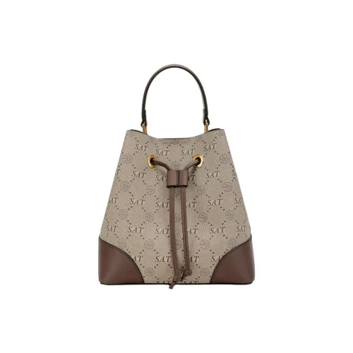 ST SAT Сумка-ведро из ПВХ с синтетической кожей сумка на одно плечо стандартная женская кофейного мокового цвета