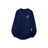 [100% cotton, длинный рукав] Темно-синий (Кожаный ярлык, логотип на груди)