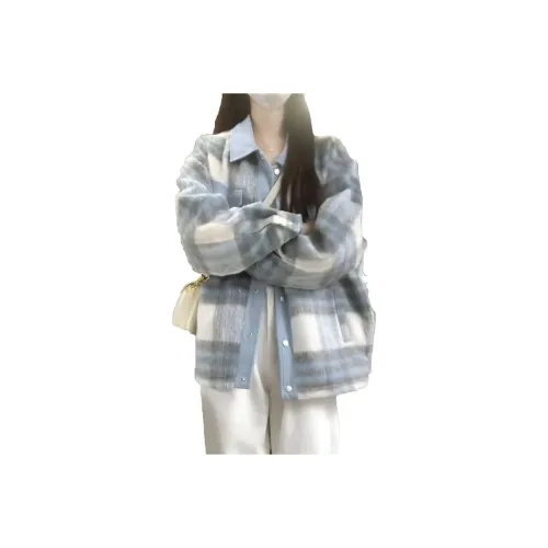 OURUOKE Синий Женский Короткий Пальто