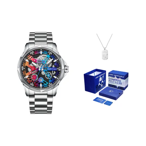 FAIRWHALE Starlight Collection Автоматический Механический Механизм Металлический Ремешок Часы Мужские Белый Циферблат