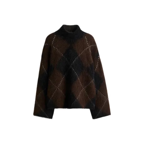 H M Темно-коричневый Многоцветный Ромб Узор Женский Трикотаж