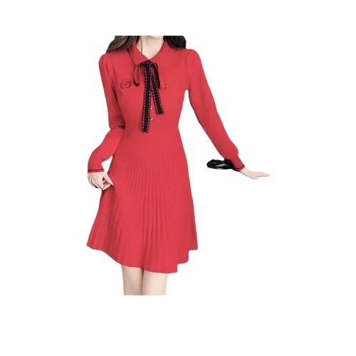 OURUOKE Длинное платье с длинными рукавами женское