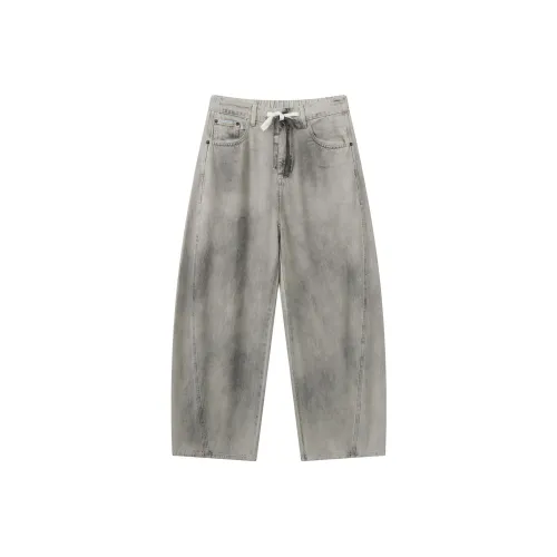 OVERLAPS Серый Белый Унисекс Джинсы