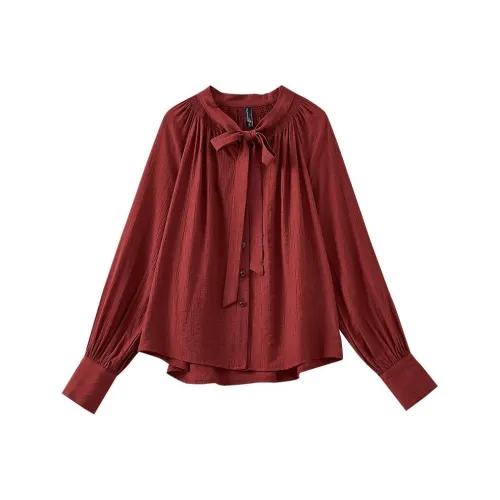 OUNIXUE Бургунди Женские Рубашки