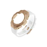 Металл розовый корпус + фторкаучук белый ремешок