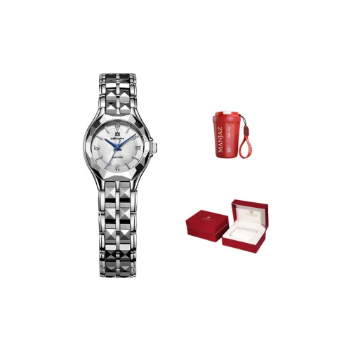 MANJAZ Кварцевый механизм нержавеющая сталь ремешок часы женский серебристый циферблат