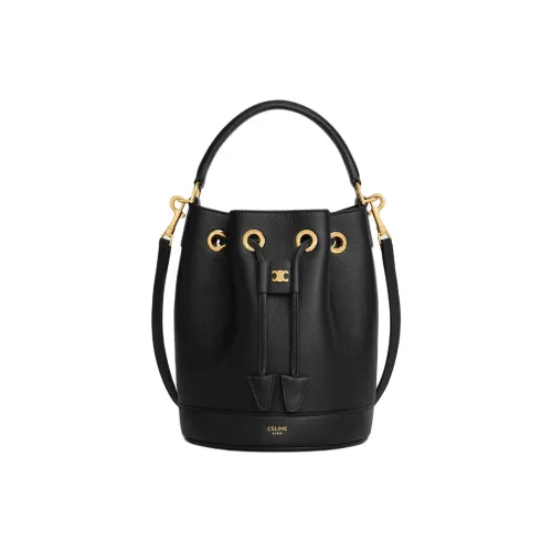 CELINE Коровья кожа Ведрообразная сумка Сумка через плечо Сумка для женщин Черный