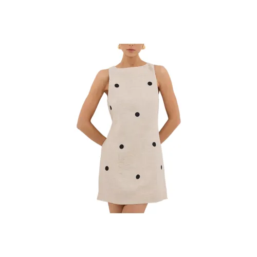 DISSH Beverly Natural Spot Linen Mini Dress Sleeveless Dress Women's