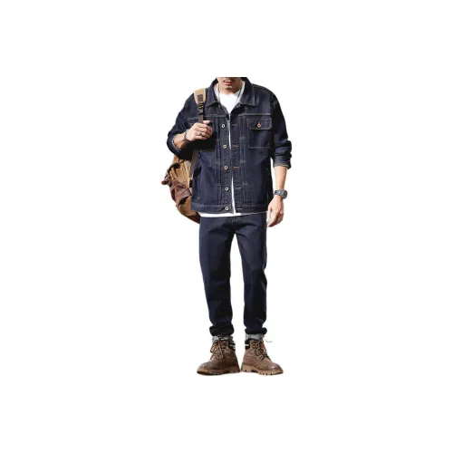 ZENGZHI Denim Jacket Loose Fit Straight Fit Unisex ZENGZHI Деним Куртка Свободного кроя Прямого кроя Унисекс