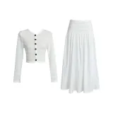 Белый топ + белая юбка