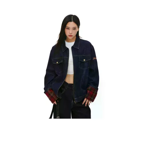 OURUOKE Темно-синий женский джинсовые куртки