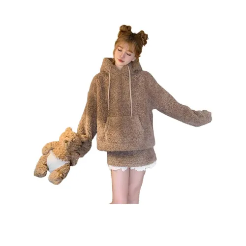 OURUOKE Коричневый Топ+Юбка Женские Комплекты с Юбкой