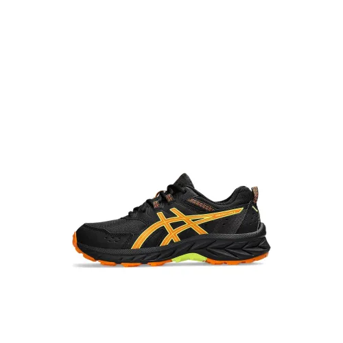 ASICS Gel Venture 9 Амортизация Низкий Топ Детская Беговая Обувь Черный Ярко-Оранжевый Детский