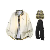 Бежевый+Желтый Рубашка+Черные Штаны