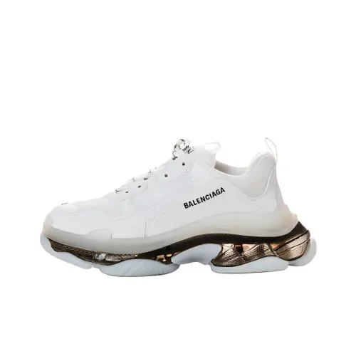 Balenciaga Triple S Low Топ Толстоподошвенные кроссовки Мужской Белый Золото