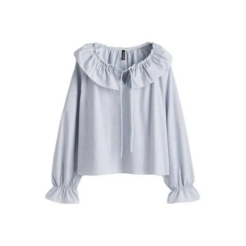 H M Белый Серый Полосатые Рубашки для Женщин