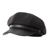 Черный шерстяной кожаный ремень, восьмиугольная кепка