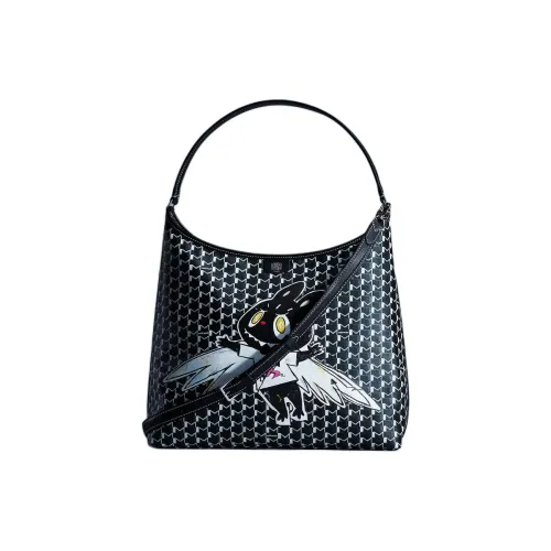 Moynat Kasing Lung Дракон Дом Шаговый шов Коллаборация Монограмма Одно плечо Сумка Женские Черный