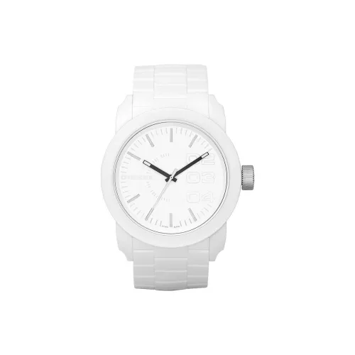 DIESEL Мужские часы Кварцевый механизм Силиконовый ремешок 52 мм Белый циферблат