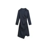 Темно-синий, синий, полосы, платье-рубашка