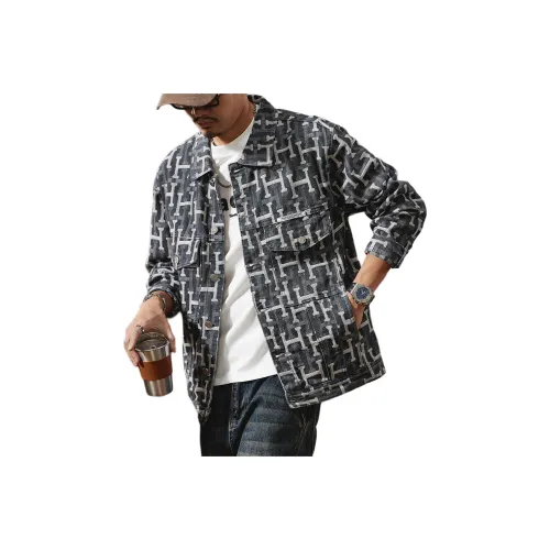 ZENGZHI Denim Jacket Loose Fit Straight Fit Unisex ZENGZHI Деним Куртка Свободного кроя Прямого кроя Унисекс