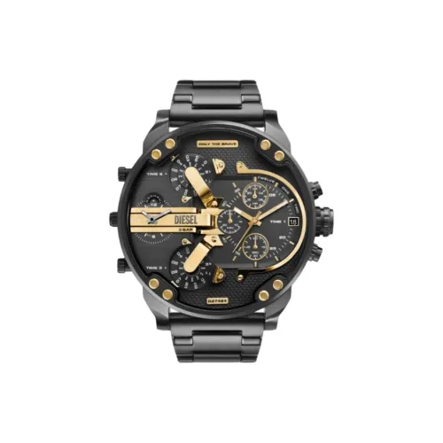 DIESEL Мужские часы Кварцевый механизм Ремешок из нержавеющей стали 57 мм Черный циферблат