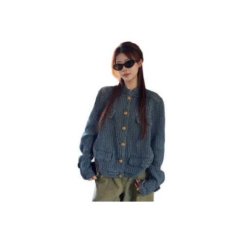 Si Bei'er Джинсовый синий Женское короткое пальто