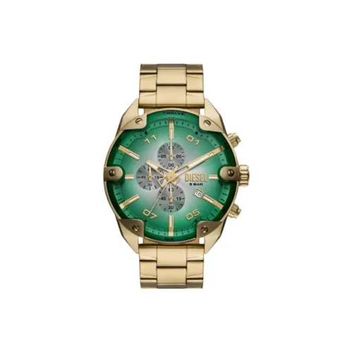 DIESEL Мужские часы Кварцевый механизм Ремешок из нержавеющей стали 49 мм Зеленый циферблат