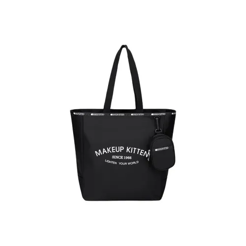MAKEUP KITTEN Нейлоновая ткань Холст Сумка Тоут Сумка Сумка для покупок Сумка через плечо Сумка Большая Женская Хаки Черная