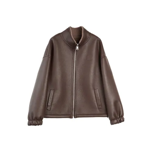 ELLE Кофе Женские Кожаные Куртки