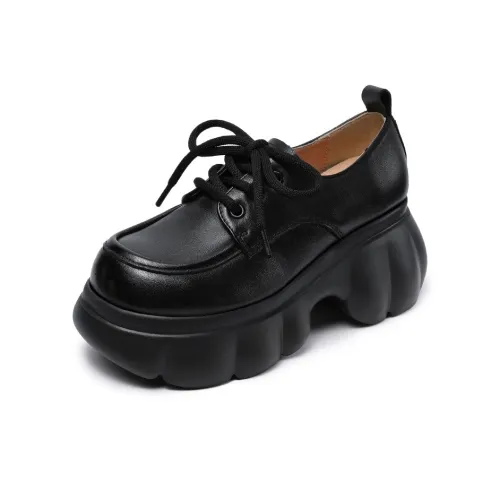 H2 Лицевая коровья кожа Платформа визуально увеличивает рост Женская обувь Лоферы Женские