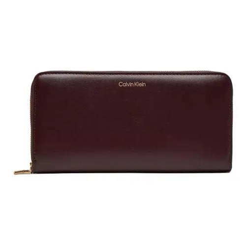 CALVIN KLEIN Кожа Кошелек Большой Женский Бордовый