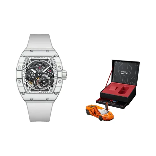 BONEST GATTI Автоматический Механический Механизм Резиновый Ремешок Часы Мужские Черный Циферблат