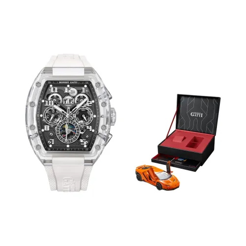 BONEST GATTI Механическое механическое часы с резиновым ремешком Мужские часы Черный циферблат