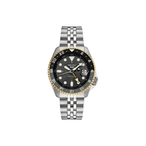 SEIKO Seiko5 Автоматический Механический Механизм Нержавеющая Сталь Ремешок Часы 42,5 мм Мужские Часы Черный Циферблат