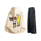 Абрикосовый свитшот + черные повседневные штаны