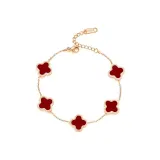 Браслет с четырехлистным клевером [Красный]